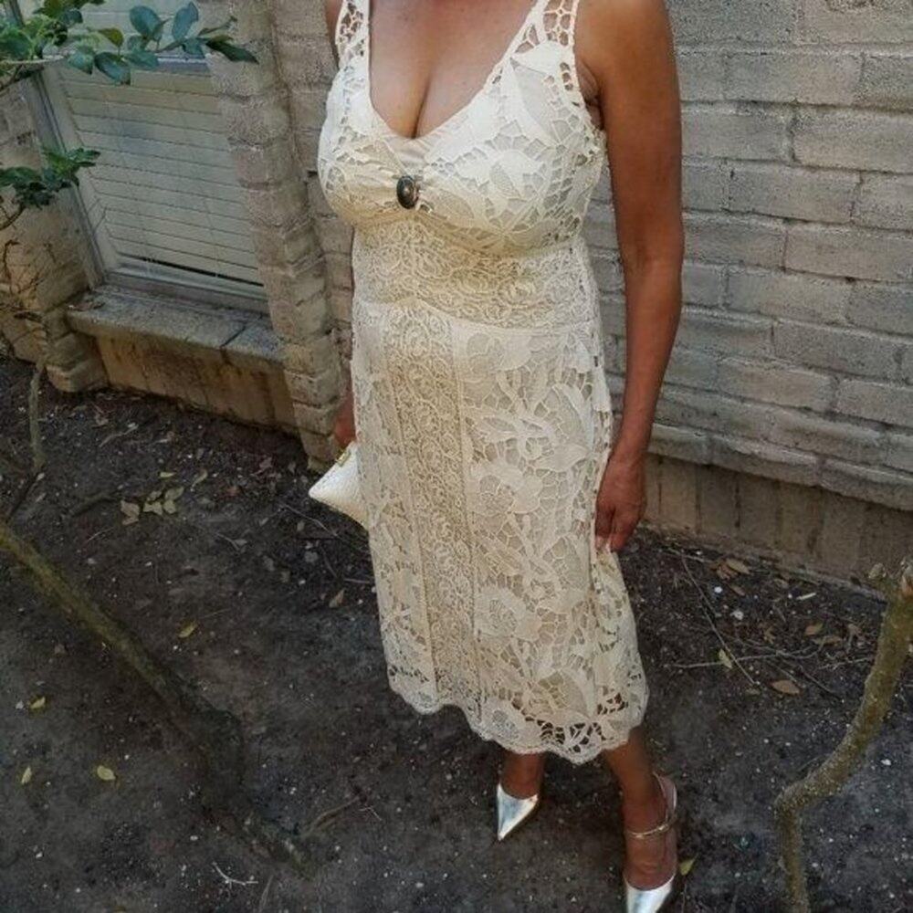 Ralph Lauren Vintage Lace Bridal Dress Size 6 Courthouse Wedding Reception Dress - Picture 6 of 17